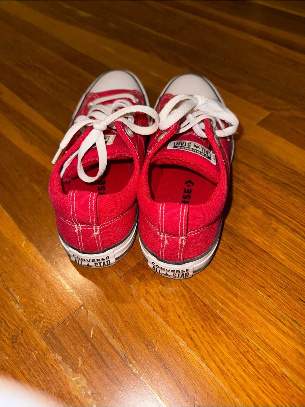 Women’s Red Low-Top Canvas Converse - Picture 3 of 5